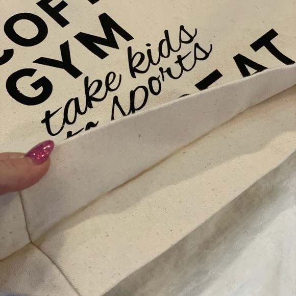 💐5/25 coffee Gym “take kids to sports” reusable shopping bag large tote new - Picture 10 of 11